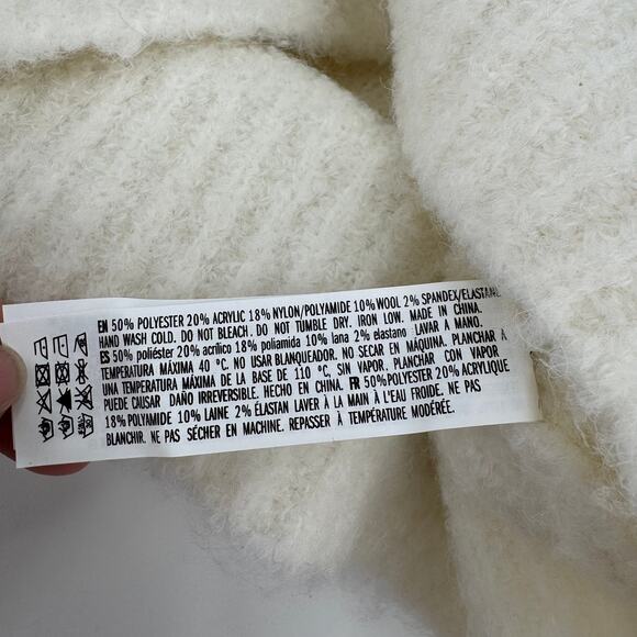 English Factory White Ivory Fluffy Crewneck Mini Sweater Dress Size Small - Picture 5 of 7